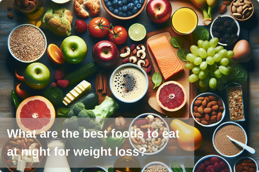 Healthy nighttime snacks laid out on a table, ideal for weight loss and bedtime eating.