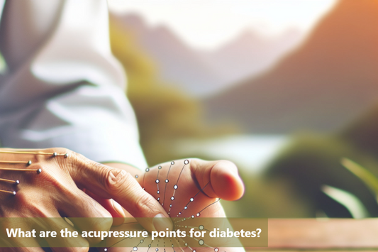 Acupressure points on the hand and foot with a scenic background