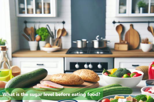 A kitchen counter with healthy food on it, including vegetables, fruits, and whole grains.