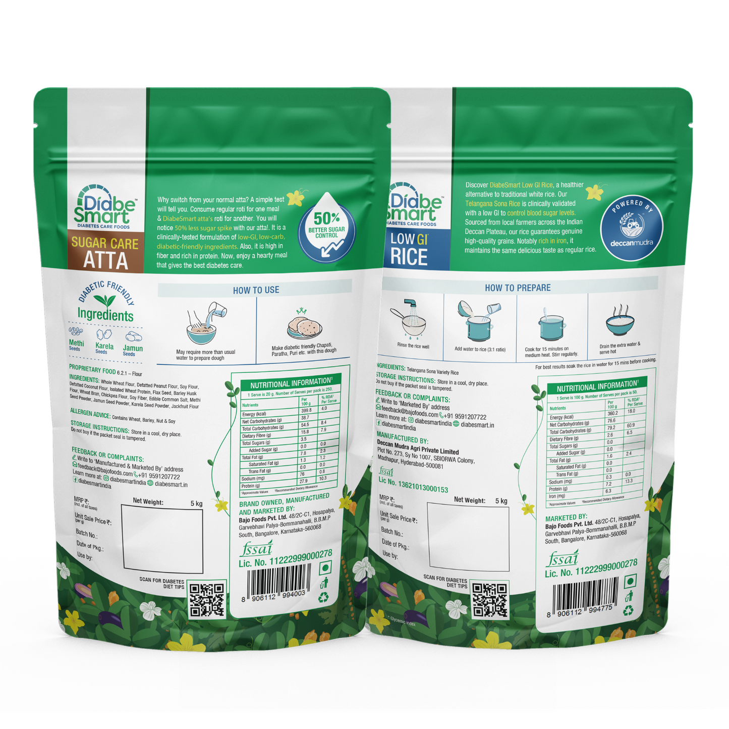 Diabetic Atta & Low GI Rice Combo - 5 Kg Each