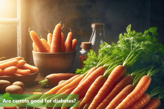 Carrots on a wooden table with sunlight in the background.