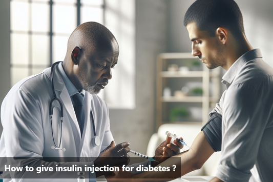 A doctor is giving a patient an insulin injection in the arm.
