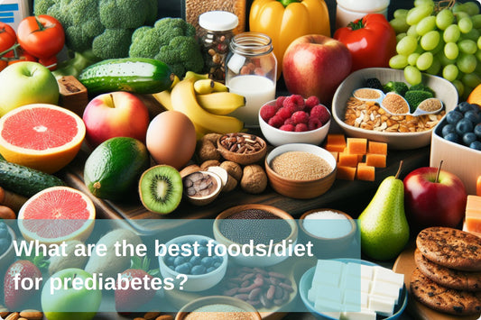 Healthy food selection ideal for prediabetes diet, showcasing both recommended and foods to avoid.