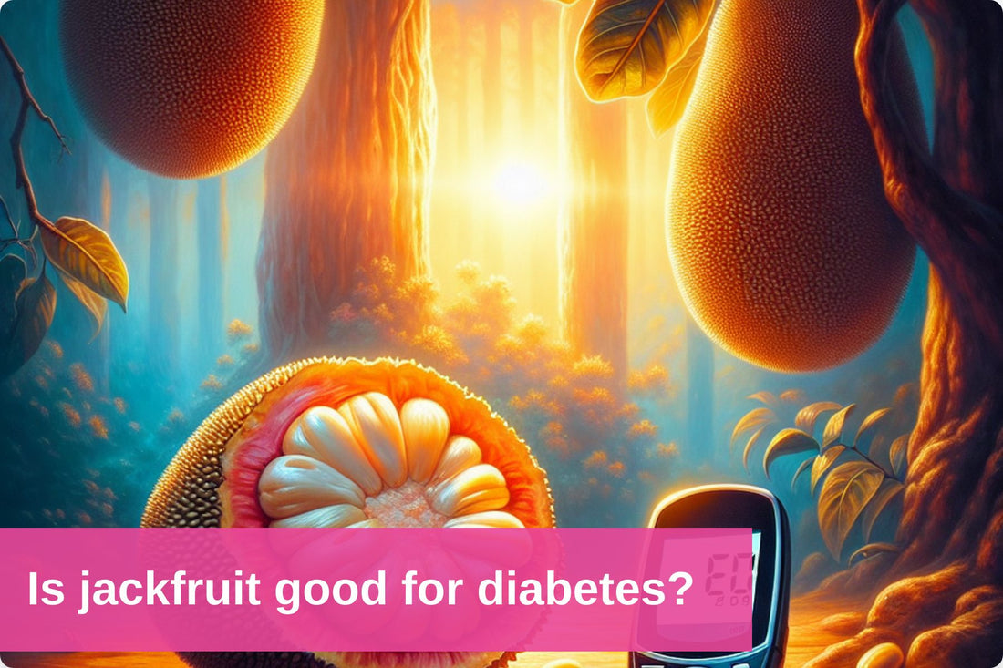 Banner image showing jackfruit with a glucose meter