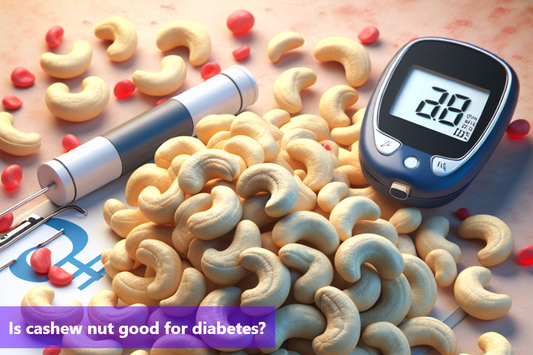 Cashews and a blood glucose meter on a table