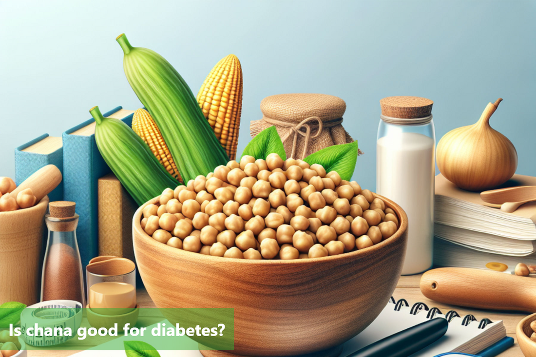 A wooden bowl filled with chana (chickpeas) alongside various vegetables and a measuring tape