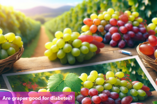 A close-up image of a bunch of grapes on a wooden table.