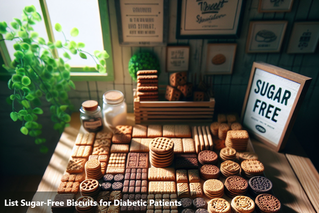 A variety of sugar free biscuits arranged on a table.