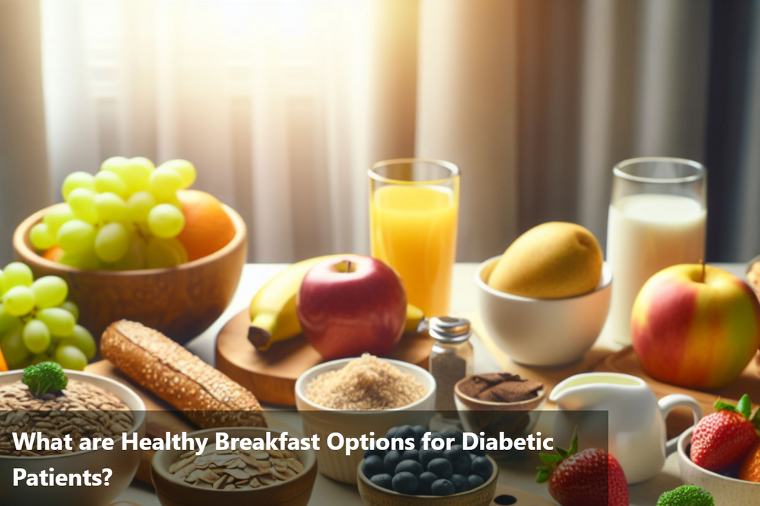 A variety of healthy breakfast foods, including fruits, vegetables, and whole grains.