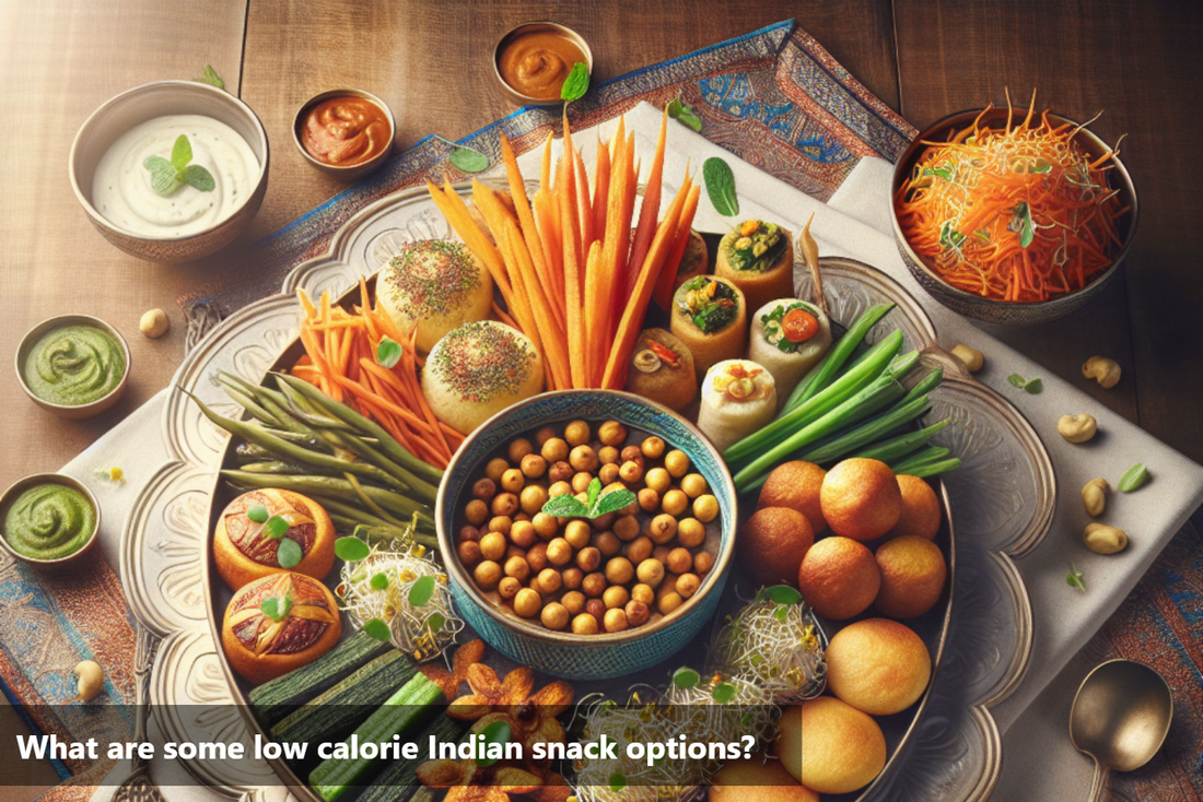 A wooden table spread with a variety of colorful and nutritious Indian snacks, including fresh vegetables, homemade treats, and traditional dishes.