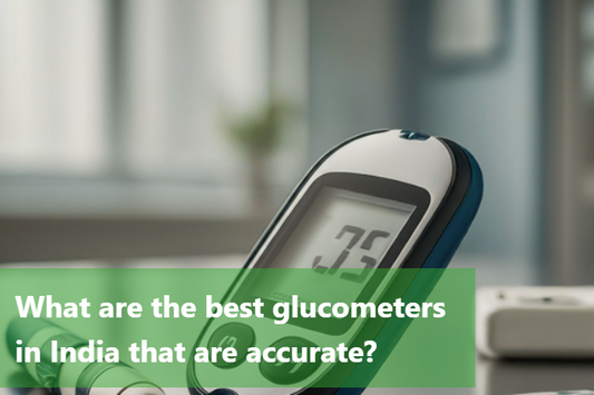 A close-up image of a glucometer on a table.