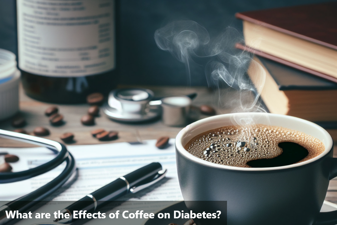 A cup of coffee on a table with a stethoscope and books in the background.