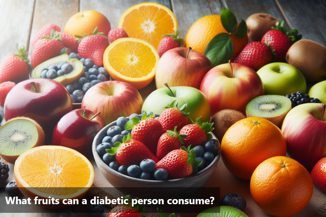 A vibrant array of colorful fruits, including apples, oranges, strawberries, blueberries, and kiwi, displayed on a rustic wooden table.