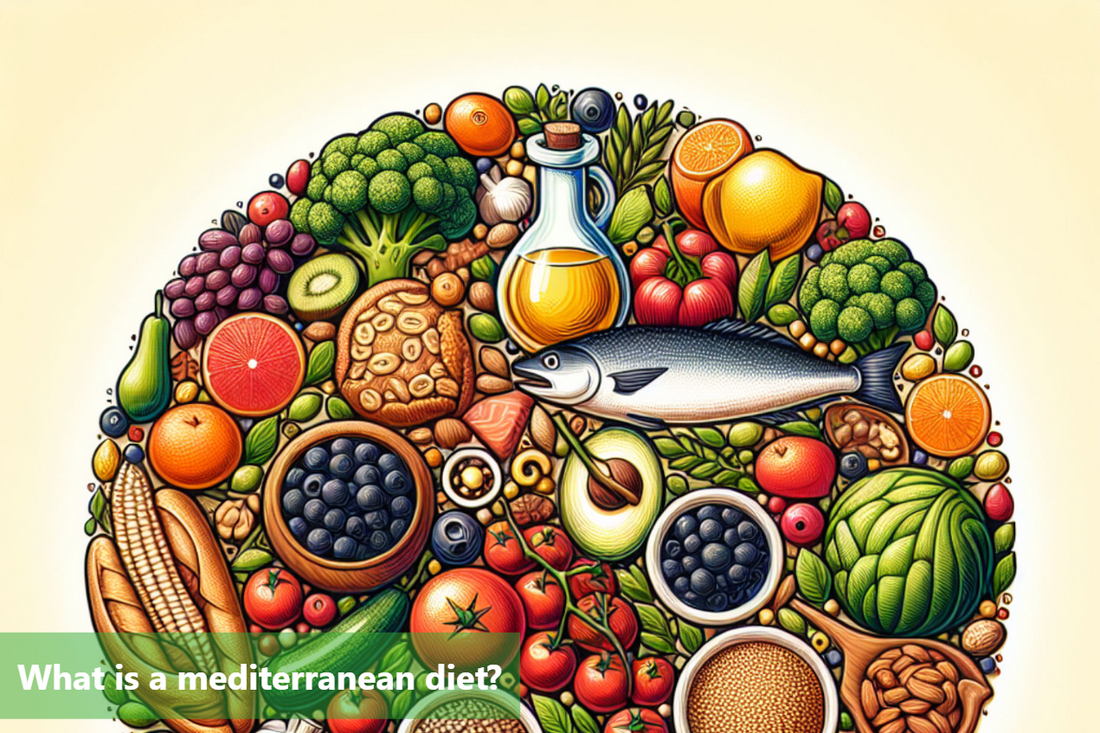 A banner image of a variety of healthy foods, including fruits, vegetables, whole grains, and fish.
