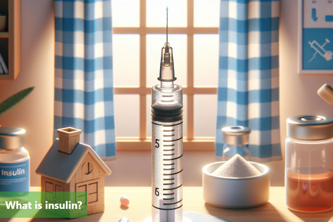 A close-up image of a syringe with a drop of insulin on the tip.