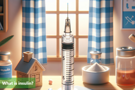 A close-up image of a syringe with a drop of insulin on the tip.