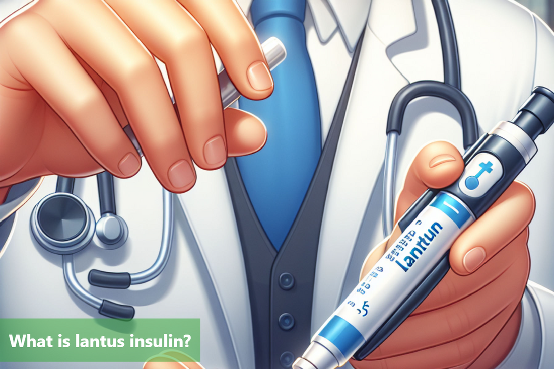 A doctor holding a Lantus insulin pen.