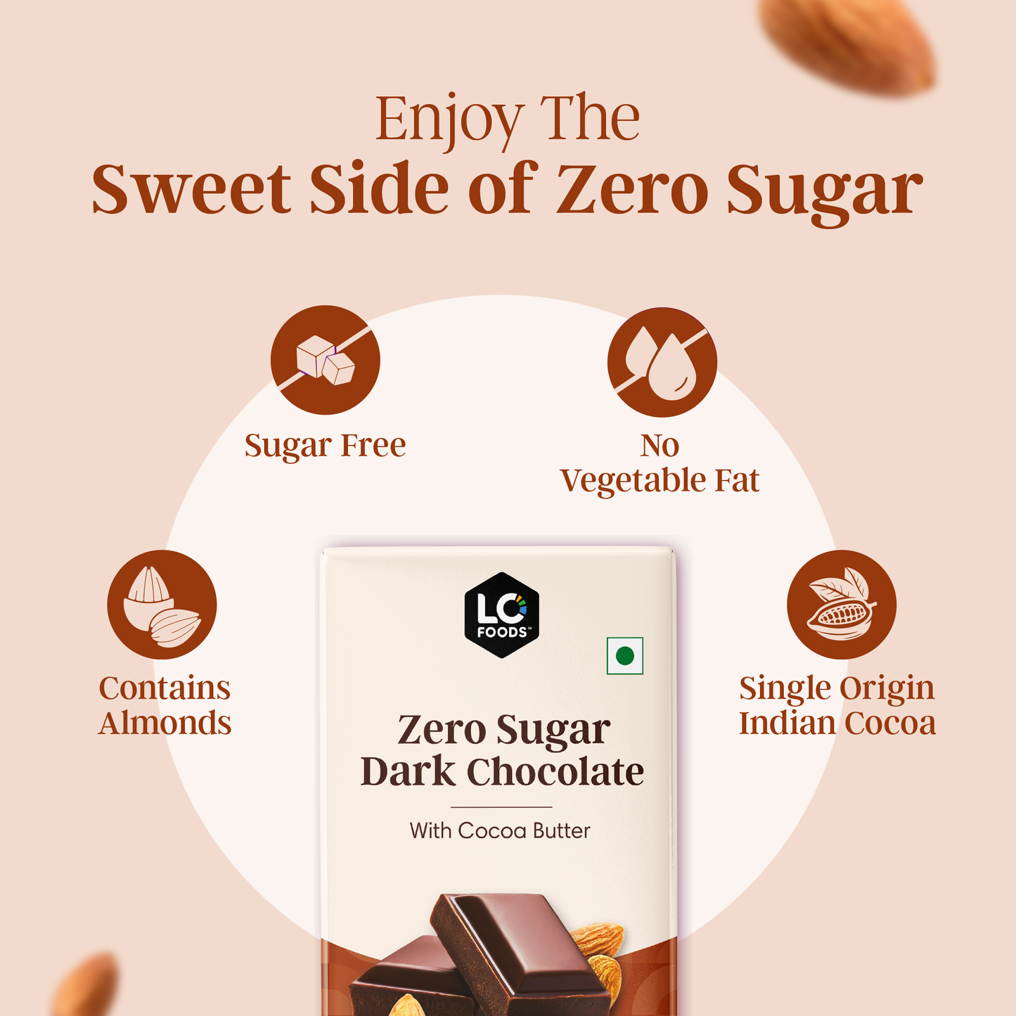 Guilt Free Almond Delight Dark Chocolate (Sugar Free)