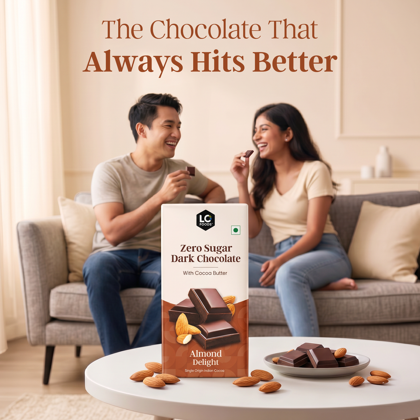 Guilt Free Almond Delight Dark Chocolate (Sugar Free)